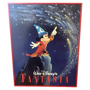 Vintage Walt Disney Fantasia Framed 1986 Mickey Mouse Starry Poster